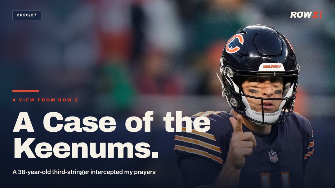 Case Keenum of the Bears points at the camera during Monday night's win over the Eagles.